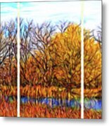 Reflections Of Autumnal Echoes - Triptych Metal Print