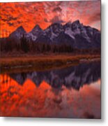 Reflections Of Orange In The Snake River Metal Print