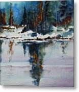 Reflections On A Frozen Pond Metal Print