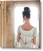 Regency Woman Under A Colonnade Metal Print