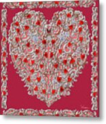 Renaissance Style Heart With Dark Red Background Metal Print