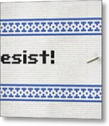 Resistance Cross Stitch Metal Print
