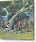 Resting Cowboy Painting A Study Metal Print