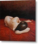 Resting On A Red Cloth Metal Print