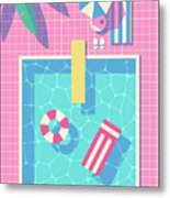 Retro 80s Swimming Pool Metal Print