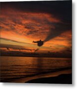 Reverse God-ray At Sunset, Fort Morgan Beach Metal Print