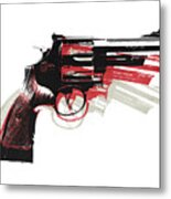 Revolver On White - Right Facing Metal Print