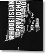 Rhode Island Black And White Map Metal Print