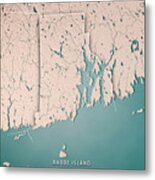 Rhode Island State Usa 3d Render Topographic Map Neutral Border Metal Print