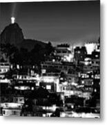Rio De Janeiro - Christ The Redeemer On Corcovado, Mountains And Slums Metal Print