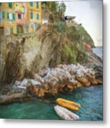 Riomaggiore Cinque Terre Italy Morning Painterly Metal Print