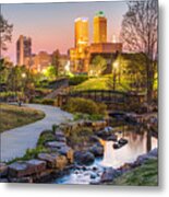 Riverwalk To The Tulsa Oklahoma Skyline Metal Print