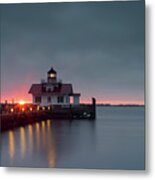 Roanoke Marshes Lighthouse At Sunrise Metal Print