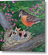 Robin Family Metal Print