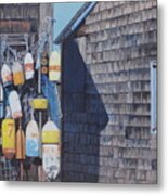 Rockport Fishing Shack With Lobster-buoys And Nets Metal Print