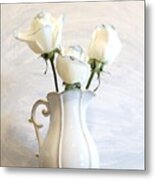 Romantic White Roses Metal Print