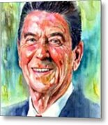 Ronald Reagan Watercolor Metal Print