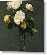 Roses In A Champagne Flute Metal Print