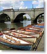 Rowing Boats At Richmond Bridge Uk Metal Print