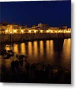 Royal Blue And Gold - Syracuse Sicily From The Sea Promenade Metal Print