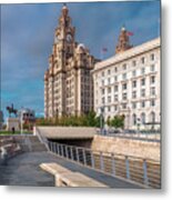 Royal Liver And Cunard Buildings, Pier Head, Liverpool, Uk Metal Print