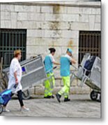 Rubbish Collection Personnel In Venice, Italy Metal Print