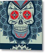 Rubino Rise Skull Reb Blue Metal Print