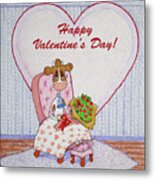 Ruthie-moo Flowers Happy Valentine's Day Metal Print