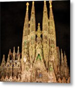 Sagrada Familia At Night - Gaudi Metal Print