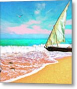 Sail Boat On The Shore Metal Print