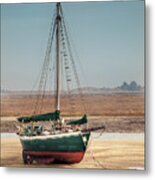 Norfolk Sail Boat Stranded At Low Tide Metal Print