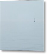 Sailboat In Fog Metal Print