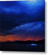 Sailboat In Thunderstorm Metal Print