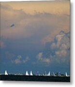 Sailboats And Thunderheads Metal Print