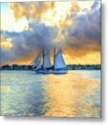 Sailing By Sunset Key Metal Print
