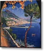 Salerno - Centro Di Escursioni Per Amalfi - Ravello - Paestvm - Retro Travel Poster - Vintage Poster Metal Print