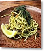 Salmon Spaghetti Metal Print