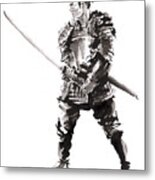 Samurai Armor Painting, Samurai Sword Wallart, Samurai In Full Armor Costume, Samurai Armor Poster Metal Print