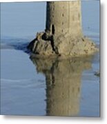 Sand Castle Island And Reflection Metal Print