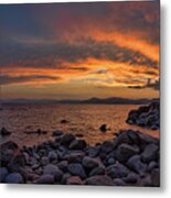 Sand Harbor Sunset Panorama Metal Print