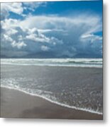 Sandy Beach With Clouds In Ireland Metal Print