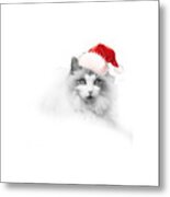 Santa Kitty Metal Print