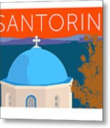 Santorini Dome - Orange Metal Print