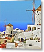 Santorini, Greece - Windmills Metal Print