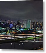 Sao Paulo Skyline - Ponte Estaiada Octavio Frias De Oliveira Wit Metal Print