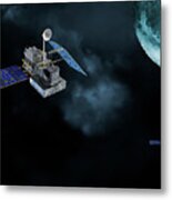 Satellites In Orbit Around The Moon Metal Print