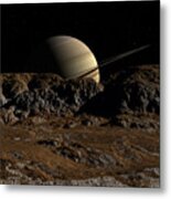 Saturn From Dione Metal Print