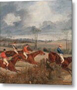 Scene From A Steeplchase Near The Finish Metal Print