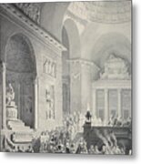 Scene In A Classical Temple  Funeral Procession Of A Warrior Metal Print