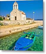 Scenic Dalmatian Chapel By The Sea Metal Print